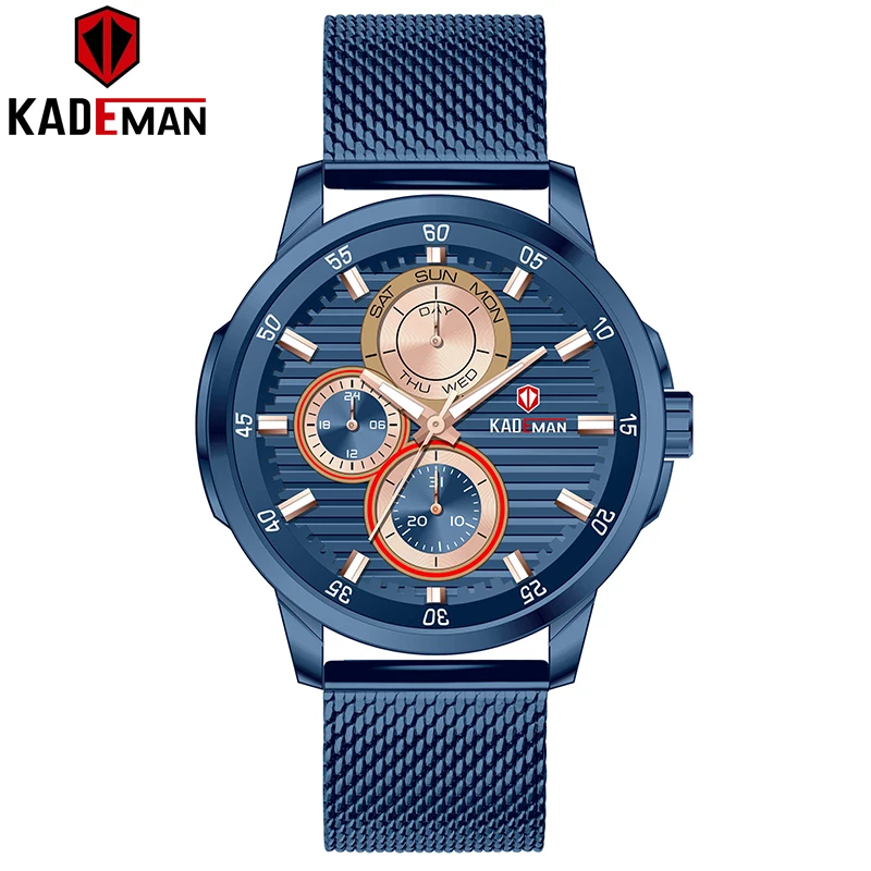 

KADEMAN Mens Watches Top Luxury Brand Business Watch Men Chronograph Full Steel Waterproof Analog Quartz Wristwatch Male