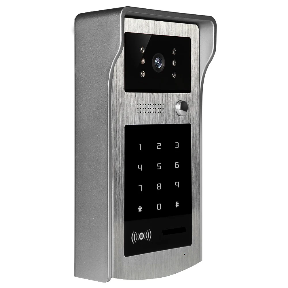 Home Security 7 inch TFT LCD 2 Monitor Video Door phone Video Intercom System RFID Password Access Doorbell 1 Camera+Door Exit