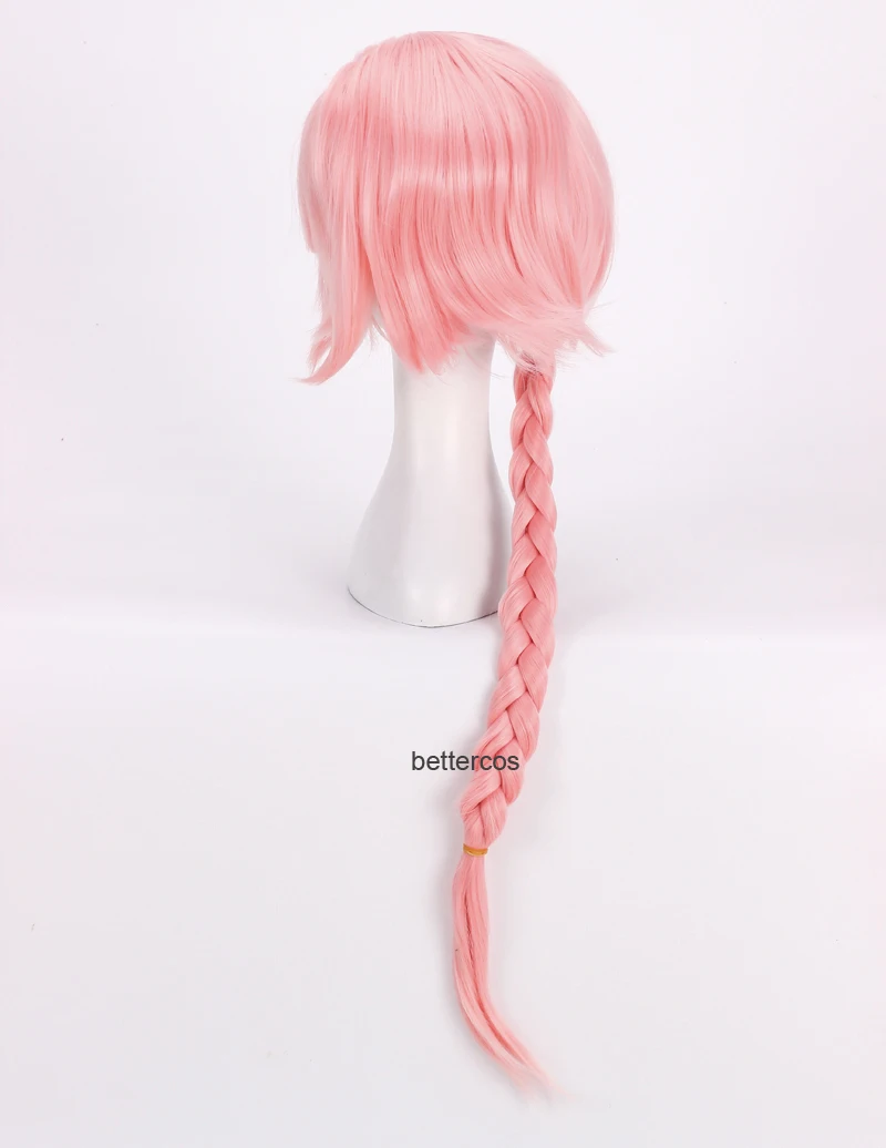 Game Fate Apocryph Astolfo Cosplay Pruik 75Cm Roze Hittebestendige Synthetische Pruik + Pruik Cap + 3 Zwart Bowknots