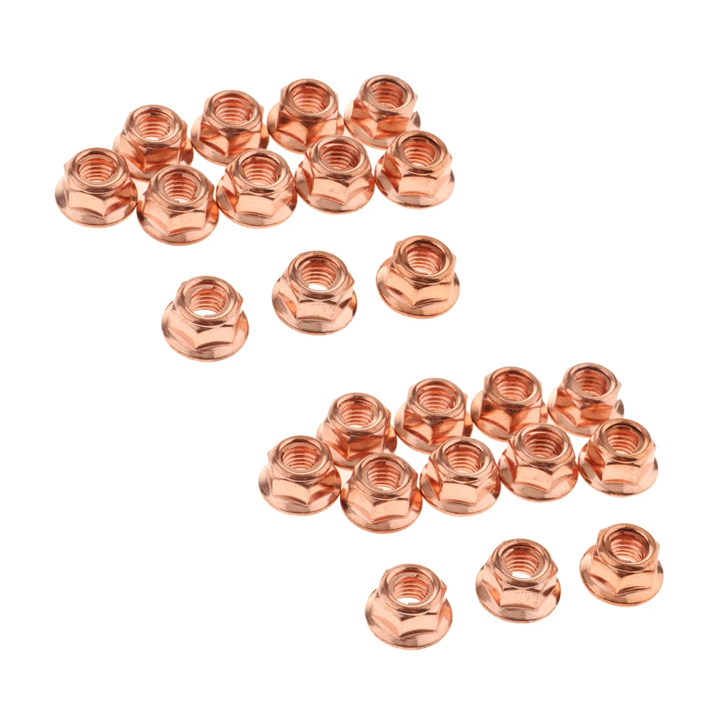 24pcs M8 Copper Exhaust Nut for BMW 3 Series E30 Head Stud Lock Nuts Copper Bolt Screw M8 Turbo Exhaust Stud Hex Nut A1201420072