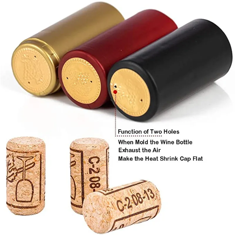 100 Pcs Natural Wine Bottle Corks and Seals Heat Shrink Capsules with Tear Tab for Straight Mouth Wine Bottles Cap