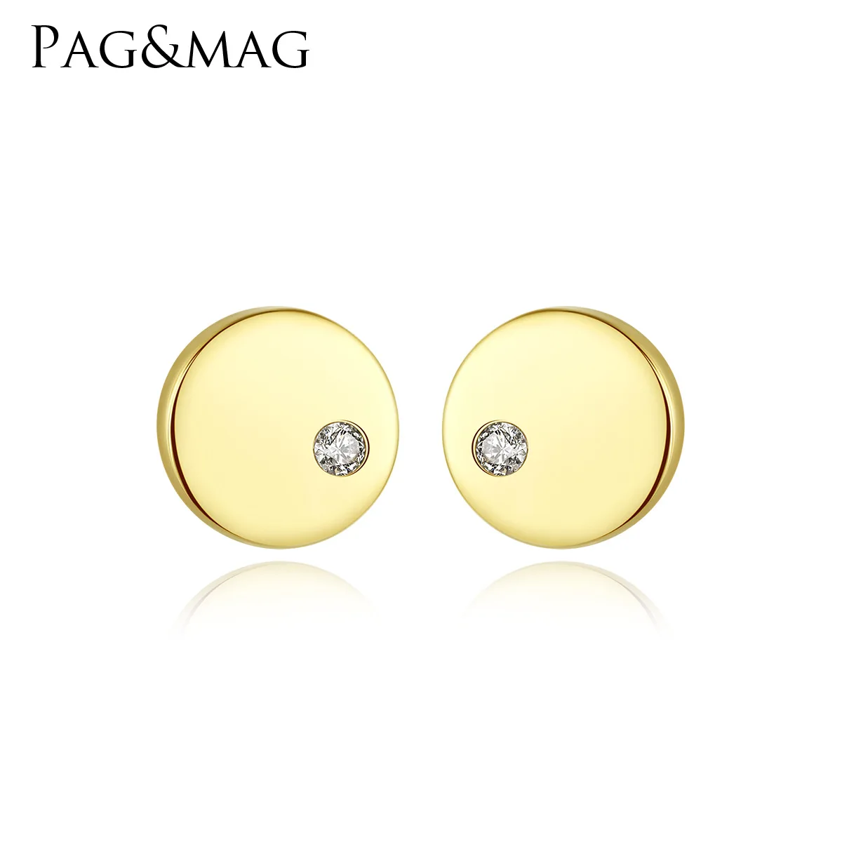 PAG & MAG new 14K gold inlaid Zircon Earrings, simple and elegant jewelry for women