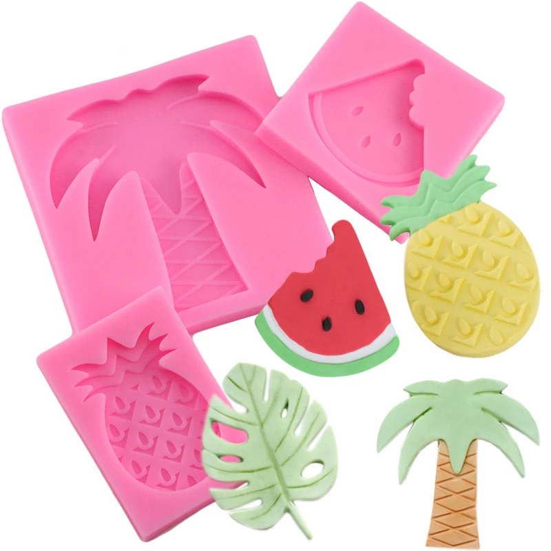 

Turtle Leaf Fondant Silicone Mold Pineapple Watermelon Coconut Tree Party Fondant Cake Decorating Kitchen Baking Tools