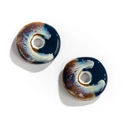 40#2pcs Retro Color Round Ring Shape Ceramic Special-shaped Beads Crafts Abalorios Cuentas Para For jewelry making #XN2242