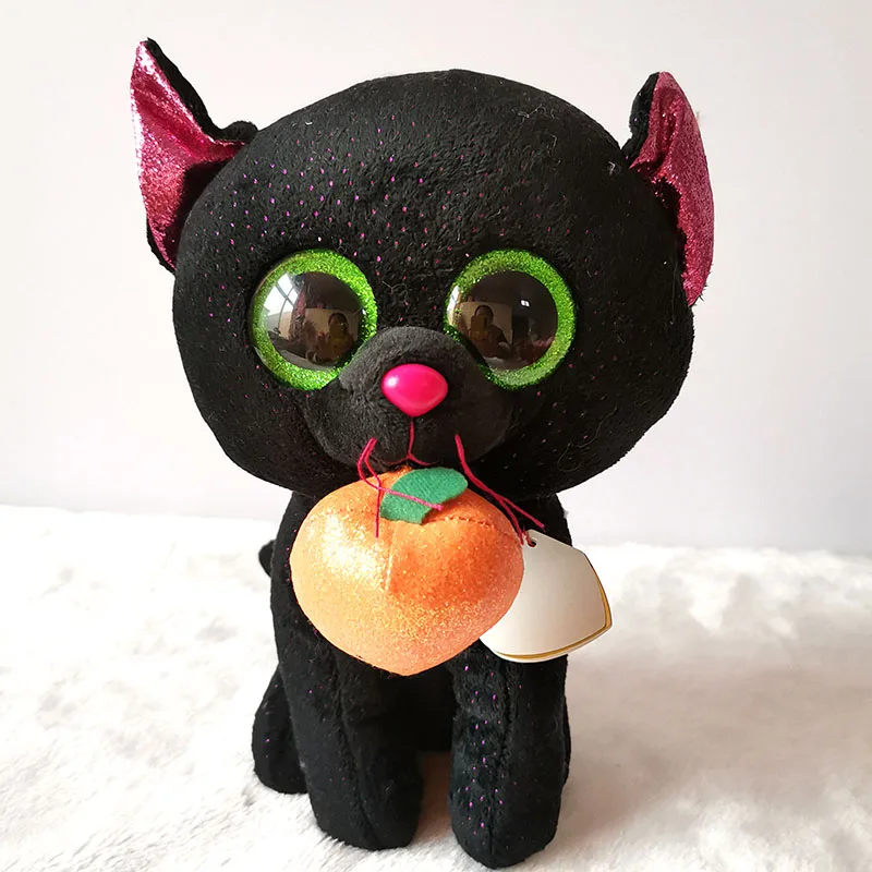 15 CM Ty Beanie Big Eyes Kawaii Soft Black Cat Plush Toys Stuffed Kitten Series Doll Collection Festival Gift for Boys and Girls