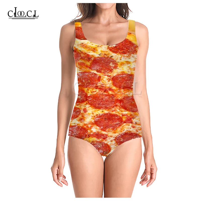 CLOOCL Food Pizza Series 3D Print Girls One-piece Swimsuit Bathing Suit Sleeveless Slim Sexy Women\'s 2021 Summer New Swimwear