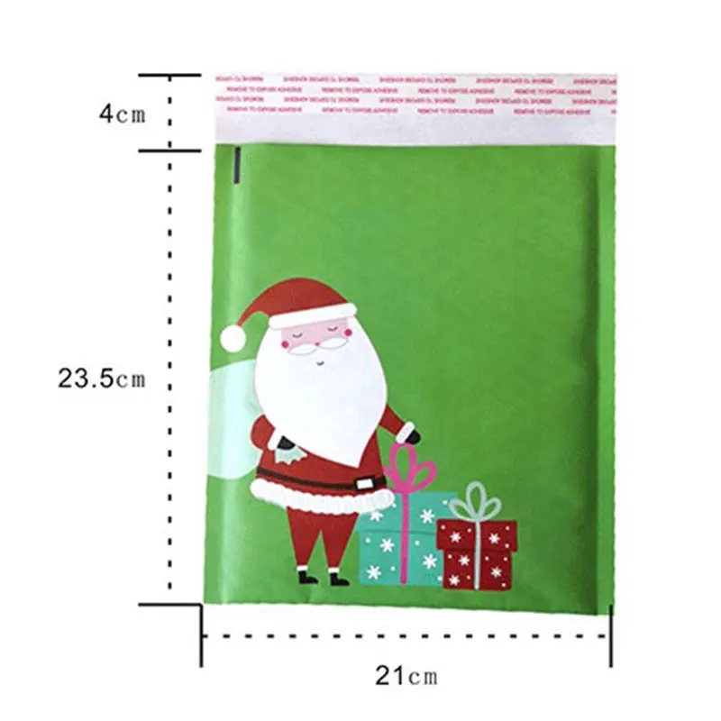 INPLUSTOP 20Pcs Cartoon New PE Bubble Bags Waterproof Envelopes Padded Self Seal Gifts Merry Christmas Envelopes Courier Bags