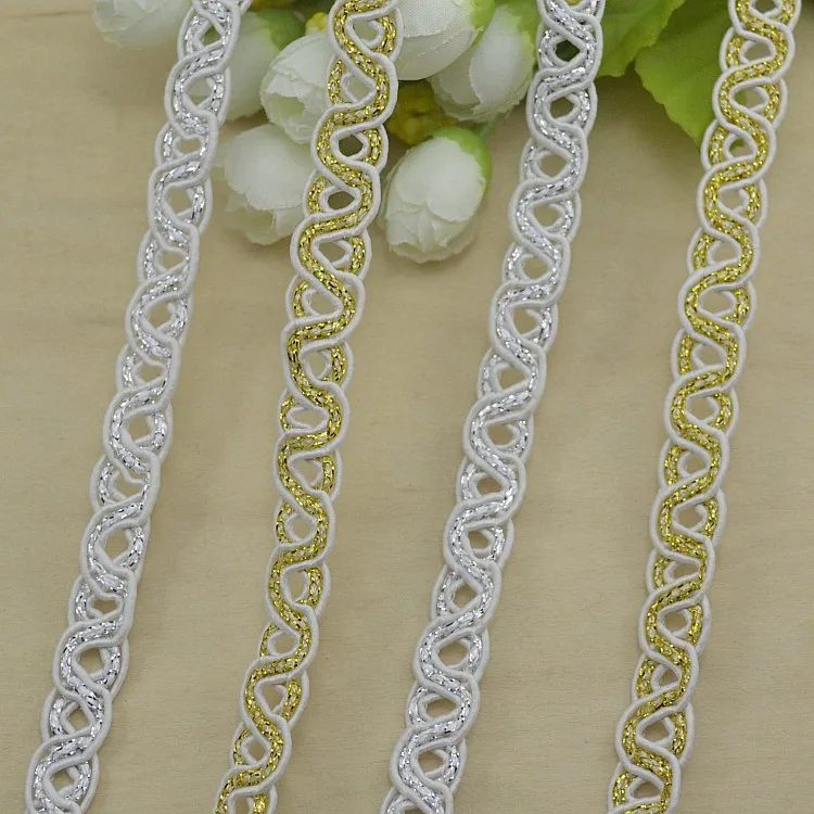 5Meters 12MM Trim Sewing Lace Gold Silver Centipede Braided Lace Ribbon Home Party Decoration DIY Clothes Curve Lace Accessories