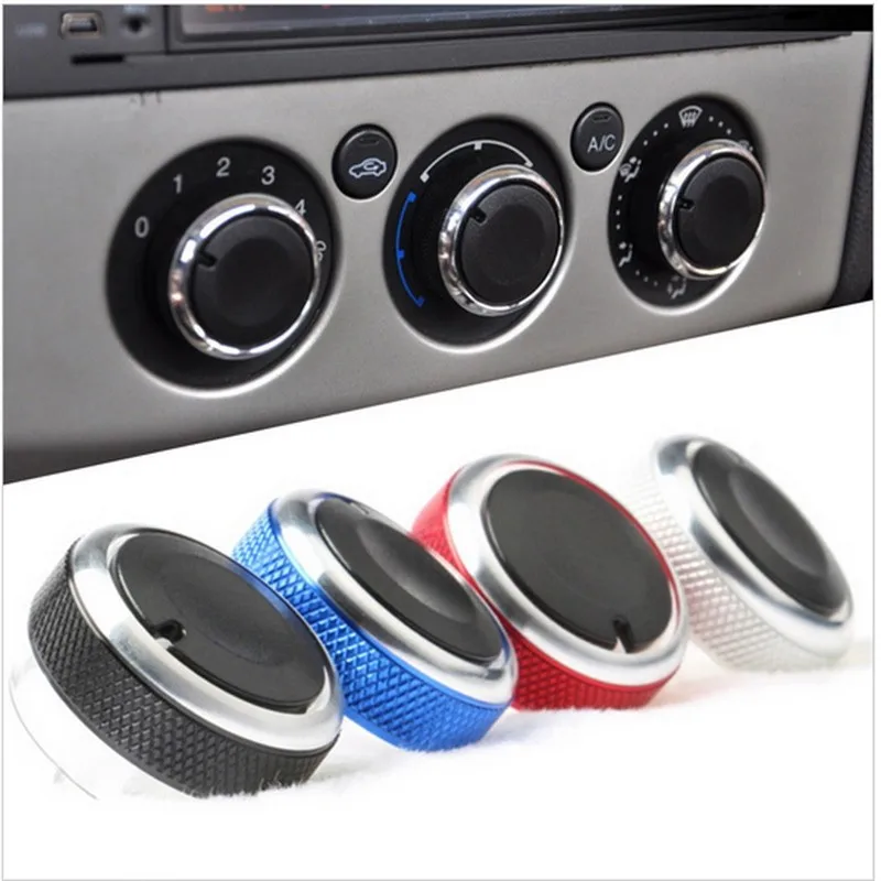 3pcs/Set 4 Colors Car AC Knob Aluminum alloy Air Conditioning Heat Control Switch Accessories Suitable For Ford