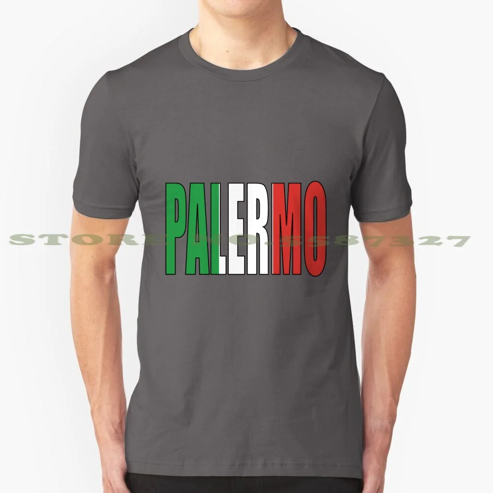 Palermo. 100% Cotton T-Shirt Italy Italia Roman Senate Q Emperor Empire Flag Europe Logo Green White Vacation Holiday Travel