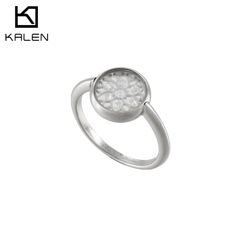 KALEN 8 Styles Stainless Steel Rings Jewelry  Retro Geometric Pattern Hollow Ring Cute Decoration CZ AAA+Rings For Women