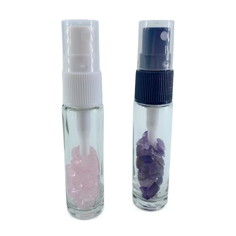 Gemstone Natural Quartz Mist Spray Bottle 10 Ml Atomizer for Perfume Toner Essential Oil  Cosmetic Packaging 10pcs/lot P320