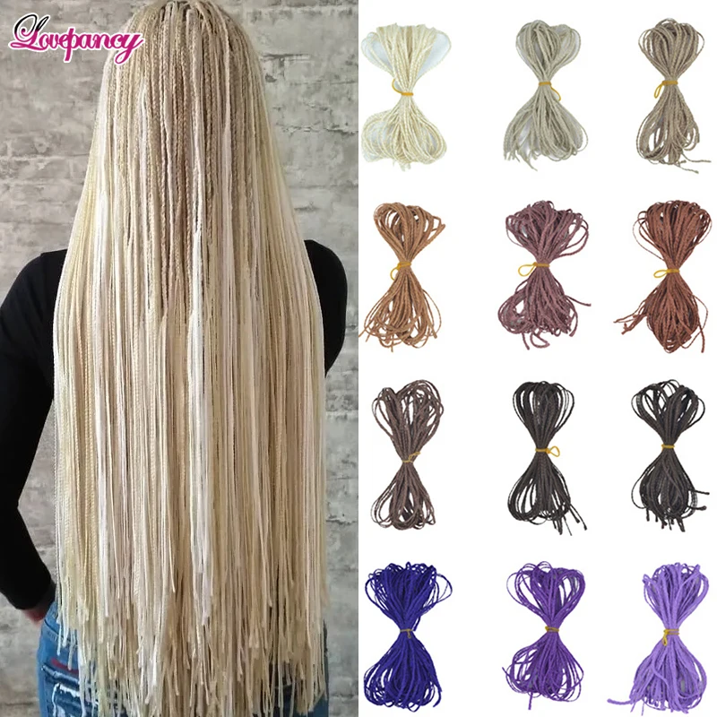 Extensiones de trenzas de caja, pelo sintético de ganchillo Zizi, 28 pulgadas, Morado, marrón, negro, largo, trenzado de ganchillo