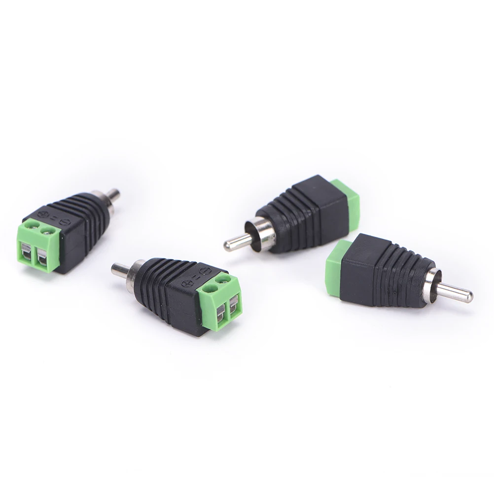 4pcs/lot  CCTV Phono RCA Male Plug TO AV Terminal Connector Video AV Speaker Wire Cable To Audio Male RCA Connector Adapter