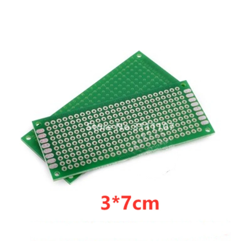 5PCS/Lot  3*7cm Double Side Prototype pcb Breadboard Universal for Arduino 1.6mm2.54mm Practice DIY Electronic Kit Tinned