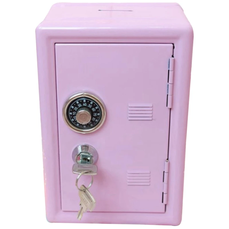 

Kids Money Banks, Mini Money Box Gift Safe Case Password with Key Metal Money Box Storage Bedroom Locker Home Ornament