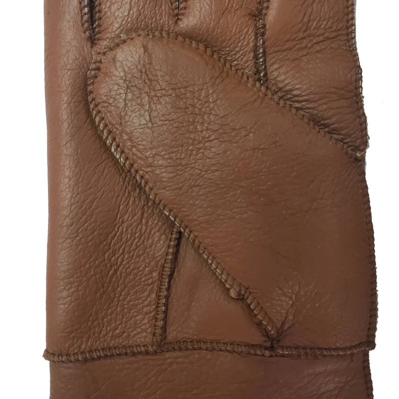 Guantes térmicos de piel de oveja auténtica para hombre, manoplas cálidas de piel de cabra, cachemira, cuero Real, guantes de nieve, Manual,