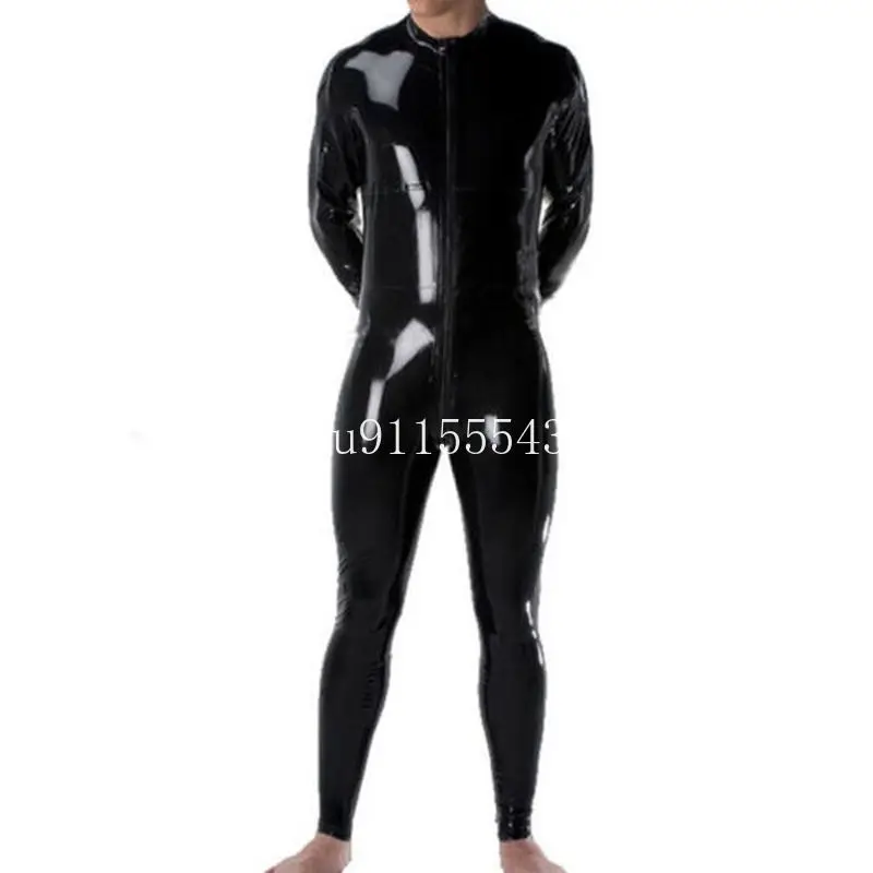 

Sexy Nature Handmade Unisex Latex Catsuit With Front zipper Tight Transvestite Bodysuit for Men No Gloves &Socks