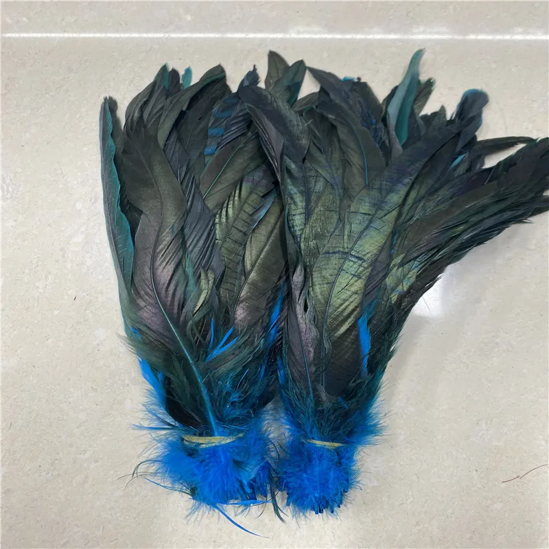 

High Quality 100pcs/lot Lake Blue Cock Rooster Feathers 20-25cm/8-10inches Craft Diy Wedding Party For DIY Decoration Plume