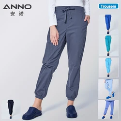 ANNO-pantalones de trabajo para médico y enfermera, ropa Médica Dental, con puños elásticos, para correr