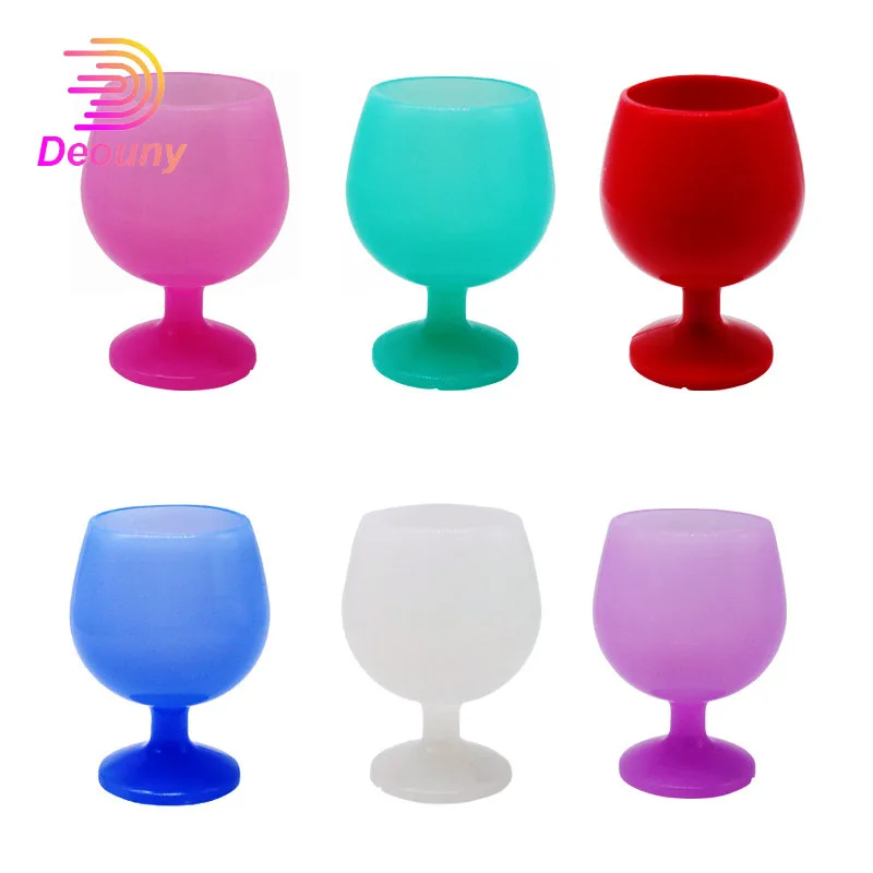 DEOUNY Unbreakable Silicone Goblet Wine Glass Shatterproof Flexible Rubber Cup Swimming Pool Outdoor Drinkware