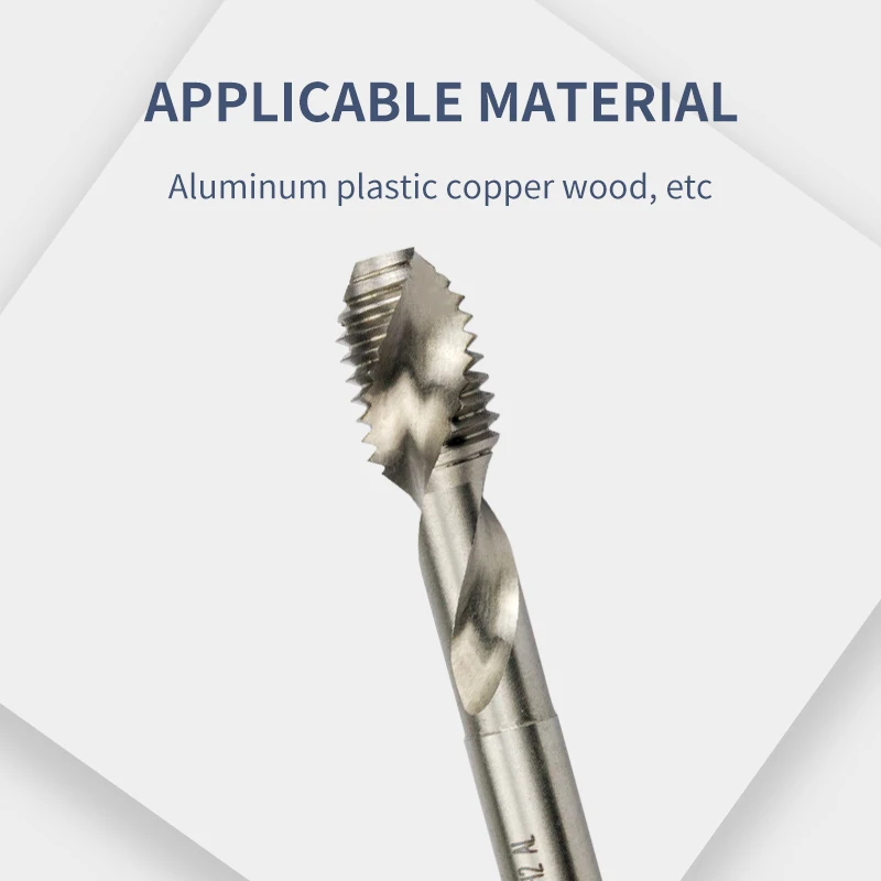 M2.5*0.45 M4*0.7 M6*1 M10*1.5 M12*1.75 Machine Tap Taps High-Speed Steel HSS Aluminum Straight Flute Taps Coarse Thread Screw