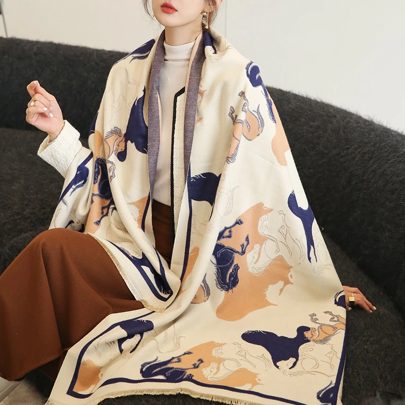 

2021 New Design Print Pashmina Shawls and Wraps Cashmere Winter Scarves Thick Warm Blanket Female Bufanda Stoles Hijab Scarf