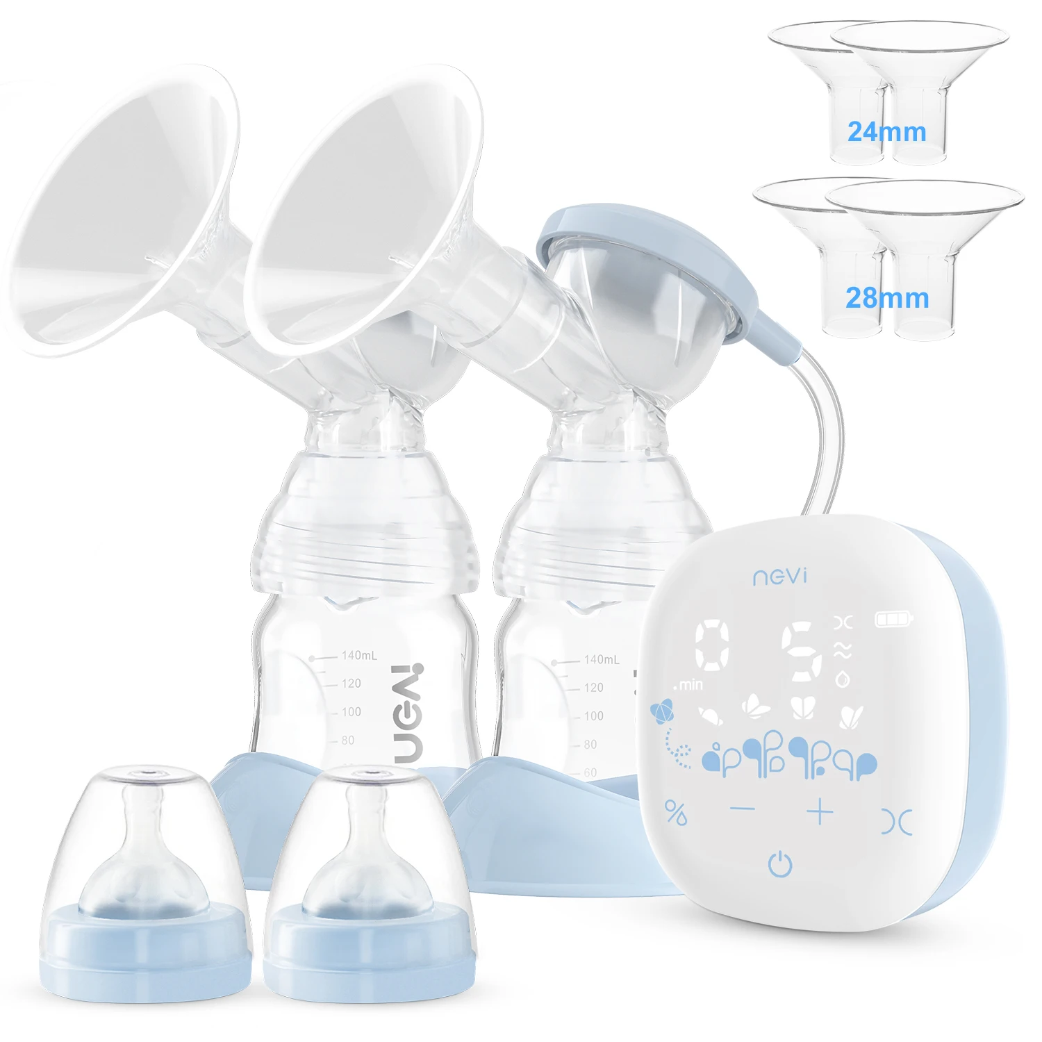 NCVI Electric Double Breast Pumps,Nursing Hospital Grade Breastfeeding Pump Strong Suction Power with Two Sizes Flange Choose