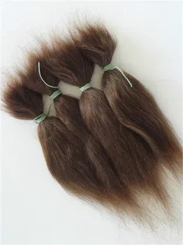 100 % reines Mohair-Reborn-Babypuppenhaar mit dunkelbrauner/goldfarbener Farbe, passend für DIY-Reborn-Babypuppenperücke, leicht zu waschen und zu wurzeln