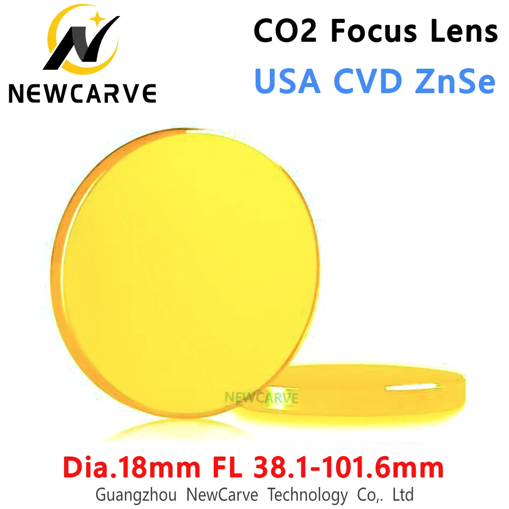 

USA CVD ZnSe CO2 Laser Focus Lens Diameter 18mm FL 38.1-101.6mm 1.5"2" 2.5"3" 4" For CO2 Laser Cutting Machine NEWCARVE