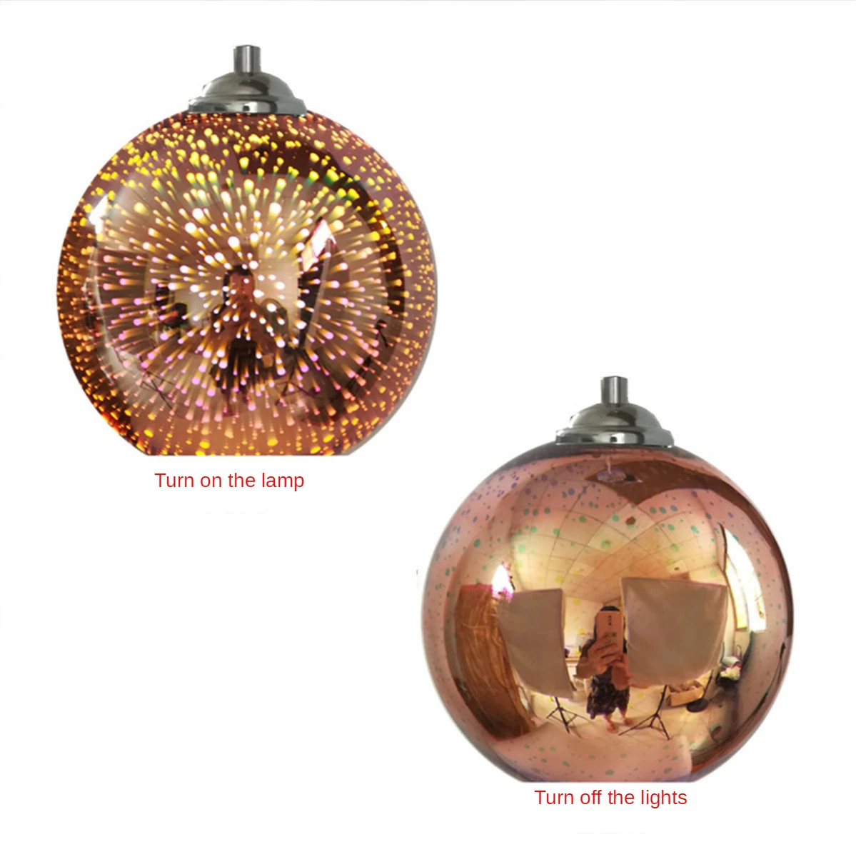 NONE Moderne LED-Pendelleuchte, nordische Glaskugel-Hängeleuchte, Wohnzimmer, Esszimmer, Küche, Innendekoration, Barbeleuchtung, Lampe 5
