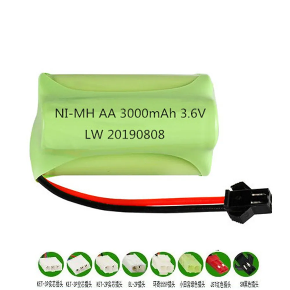 3.6 V 3000 Mah Nimh Batterij Voor Rc Speelgoed Auto Pistool Treinen Robot Model Ni-Mh Aa 2400 Mah 3.6 V oplaadbare Batterij 1 Stuks Voor Rc Boten