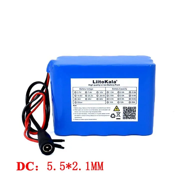 Liitokala-batería de ion de litio de 18650 mAh con BMS para luces de emergencia, cargador de 10000 V, 12V, 10Ah, 12,6