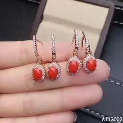 KJJEAXCMY Fine Jewelry Natural Red Coral 925 Sterling Silver Women Earrings Eardrop Support Detection Lovely Got Engaged Marry