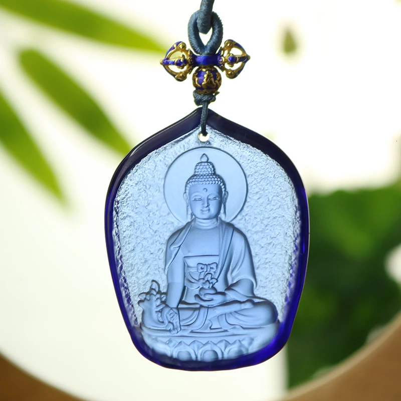 

Ancient methods glass, pharmacist Buddha Pendant, pharmacist glass light, Tathagata Buddha card