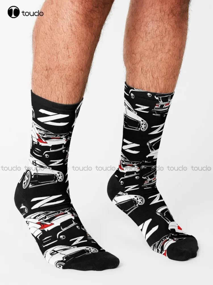 Z Family. 350Z 370Z 300Zx Socks Black Soccer Socks Personalized Custom Unisex Adult Teen Youth Socks 360° Digital Print