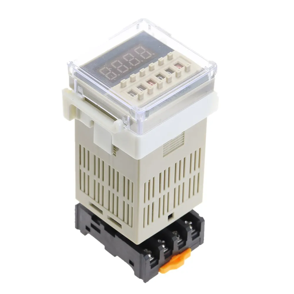 1Pcs DH48S-S Programmable Double Time Delay Relay Socket Base Voltage DC12V DC24V AC110 AC220V