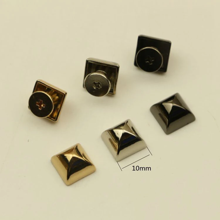 Square pyramid black Rivet, leather decoration, buckle screw, leather case, belt, metal arc Rivet, 10 sets, 12mm