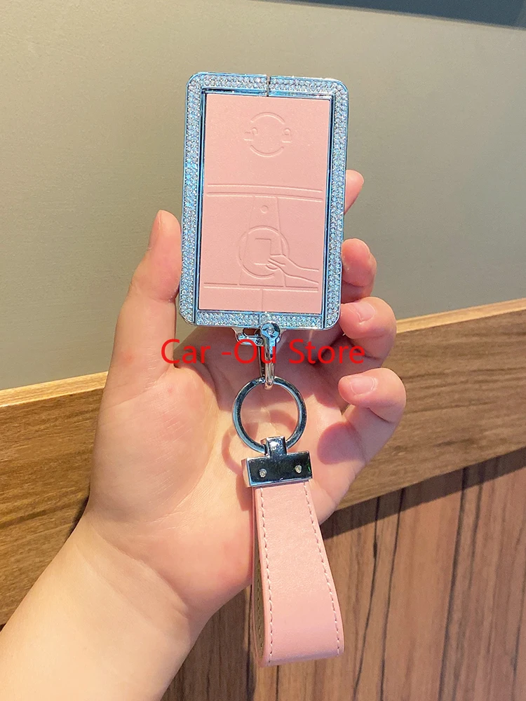 For Tesla Model 3 Y Key Case Cover Chain Buckle High Grade Diamond New Pink For Girl