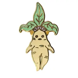 Mandrake Leaves Enamel Pin Cartoon Brooch Plant Badge
