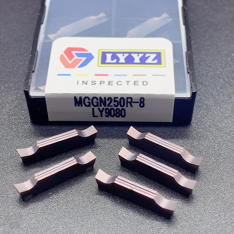 10個MGGN150R MGGN250R MGGN300R MGGN400 r LY9080 cnc旋盤ツール超硬インサートの高品質スロッティング旋削工具