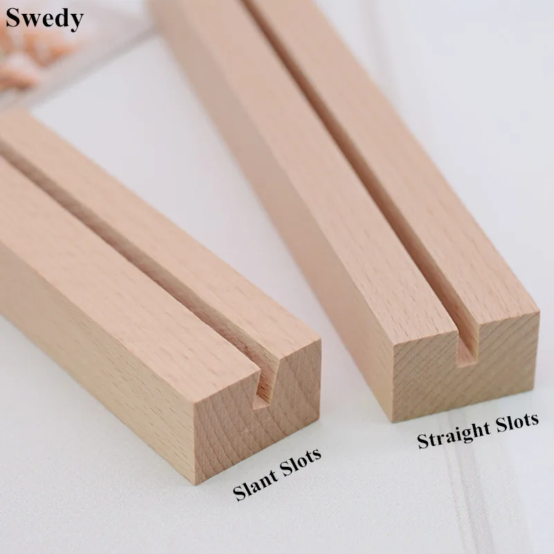 Wood Table Number Holders Stand Acrylic Sheets Display Stands Place Card Holder Base For Wedding Retail Signage, Party  Events