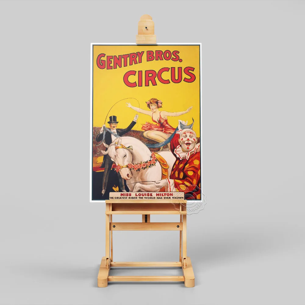 Vintage Circus Printed Poster, Gentry Brothers Circus 1922 Show Publicity Art Prints, Nostalgic Style Vaudeville Home Wall Decor