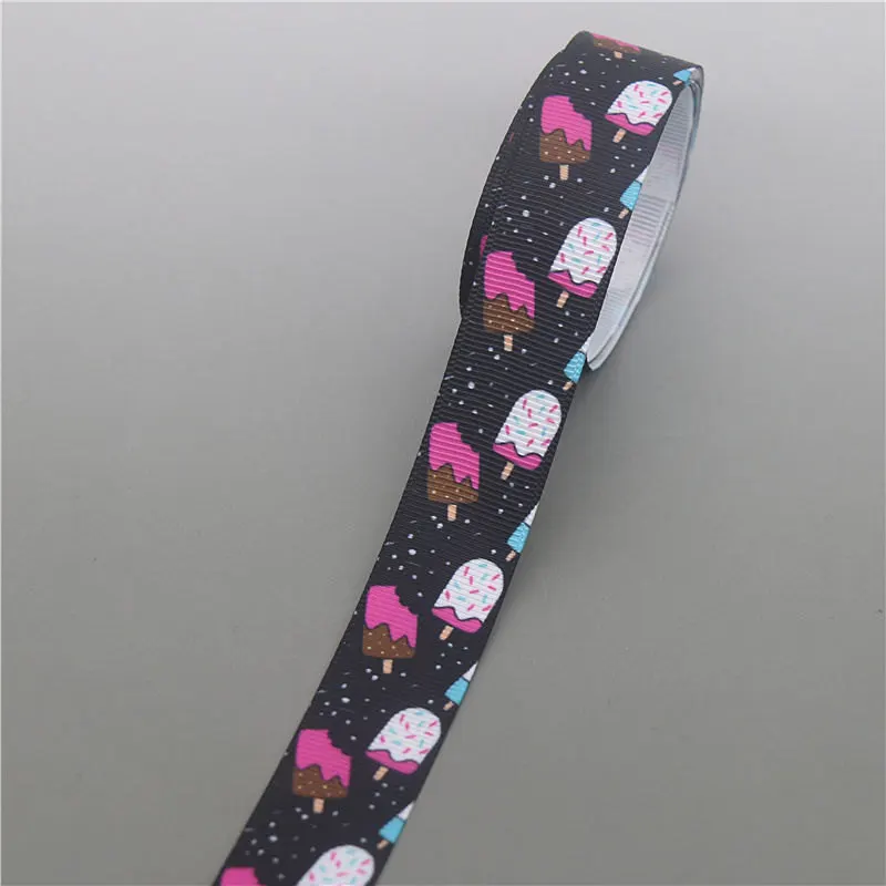 DUWES 50yards cupcake ice cream Printed Grosgrain Ribbon Accessory Hairbow Headwear Decoration DIY Wholesale OEM D1146