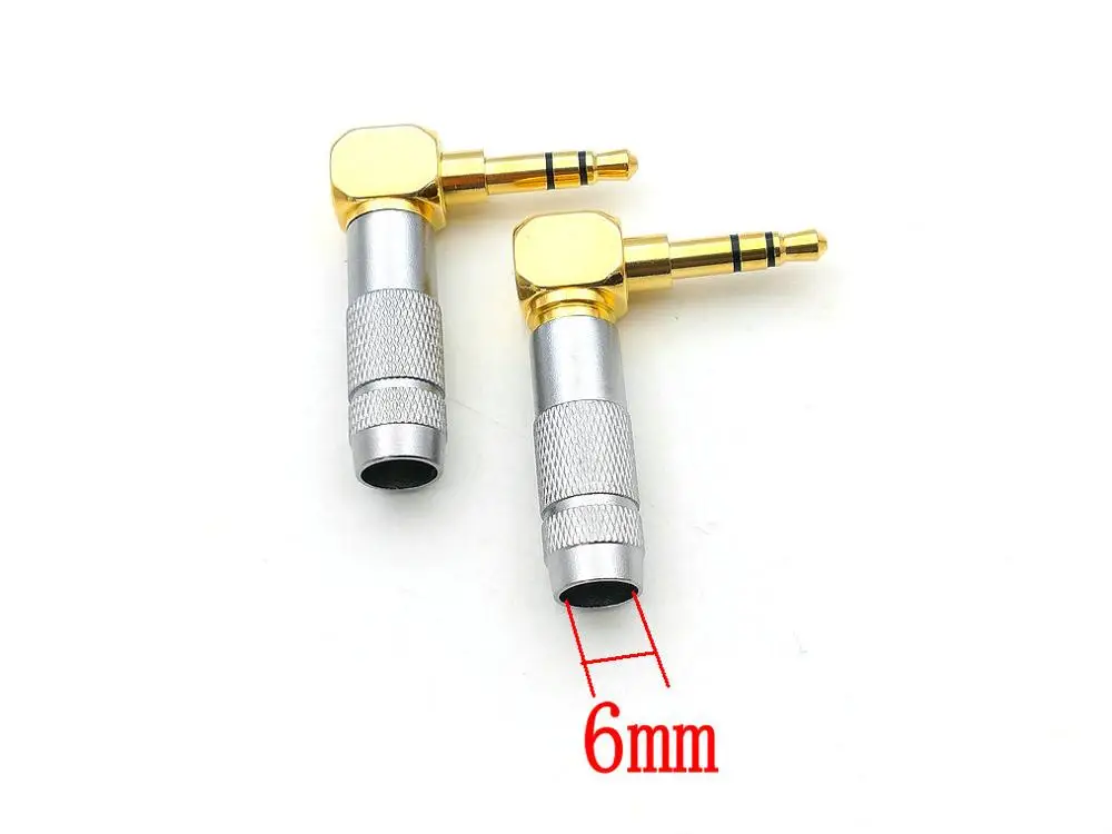 500pcs x 3.5mm Angled 90 Degree Male Plug Golden Plated Solder Jack Connector