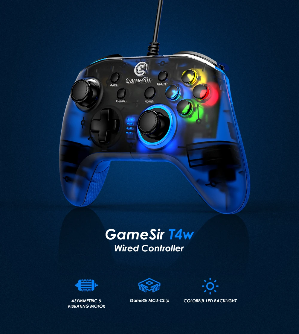 GameSir T4w USB Wired Gamepad Controller จอยสติ๊ก PC พร้อม Turbo Turbo ฟังก์ชั่น Gamepad สำหรับ Windows 7/8/10