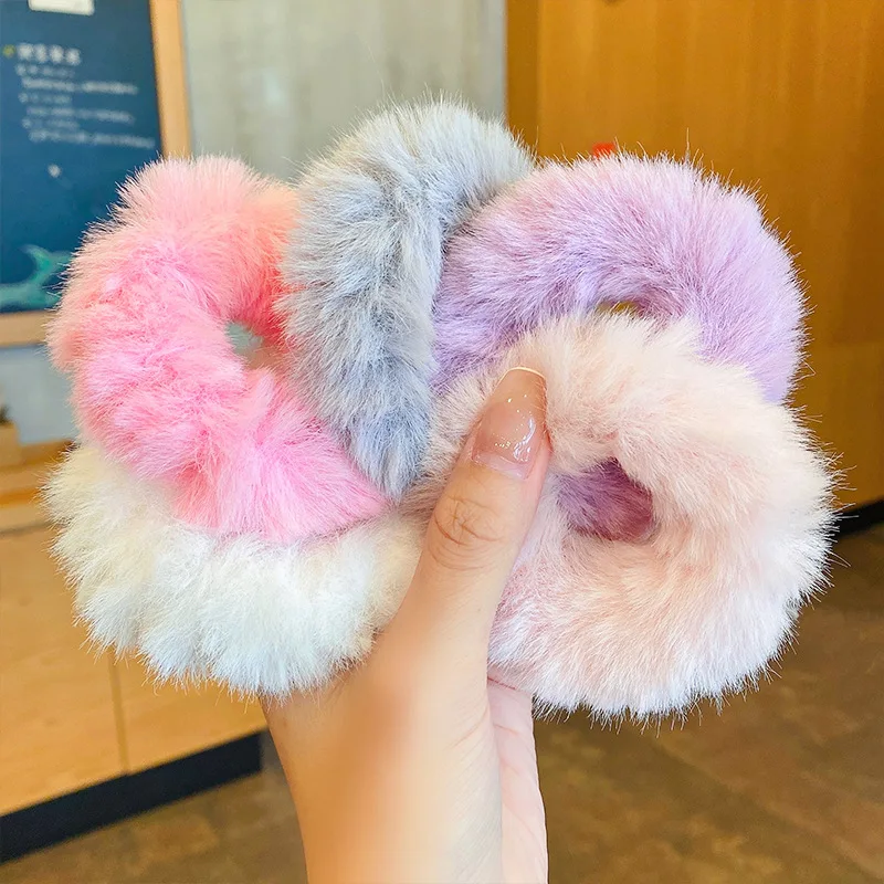 2022 Selling New Fashion Autumn Winter Plush Sweet Plush Elastic Hair Bands Hair Ring for Women Girl Child Accessories Headwear