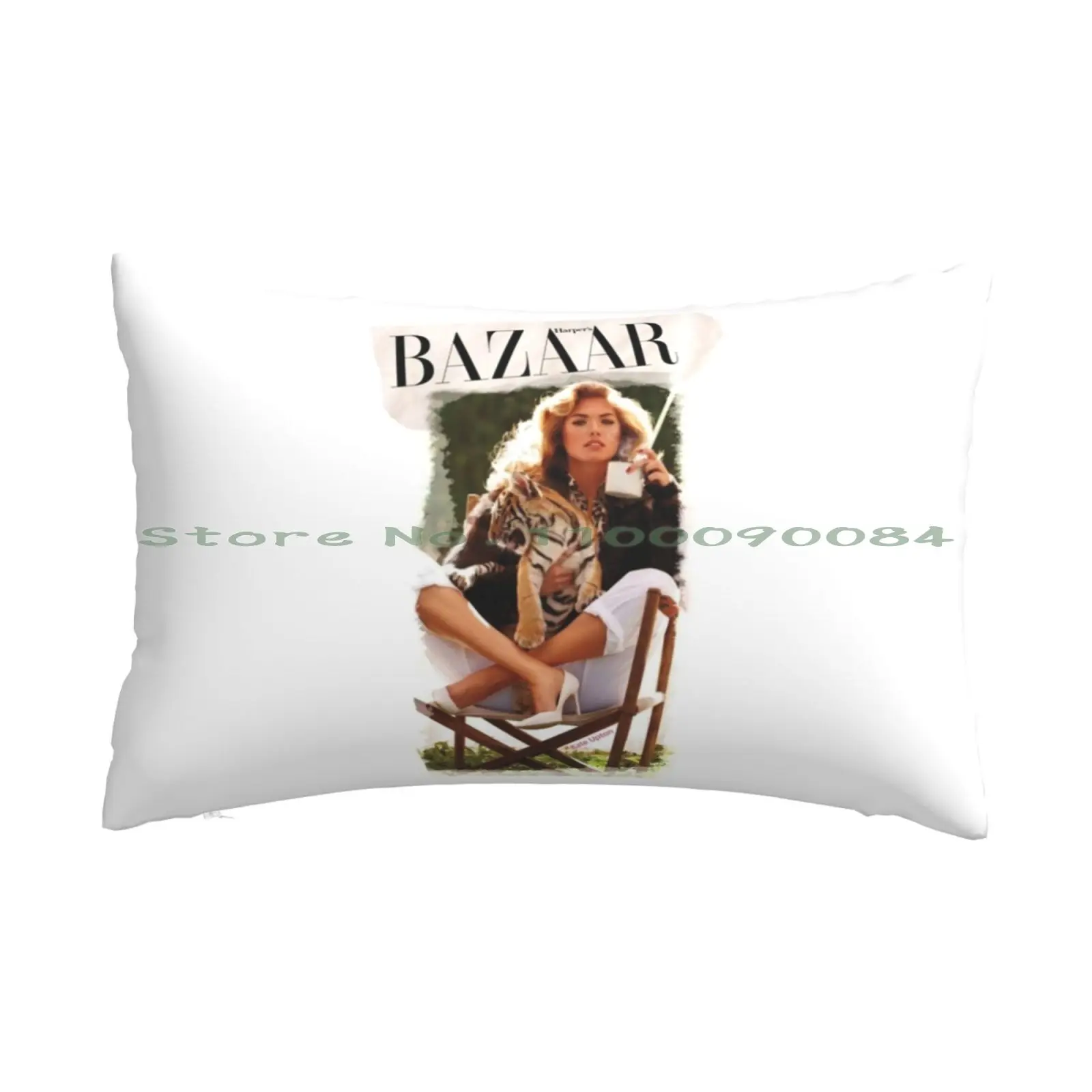 Kate Upton With Baby Tiger And Hot Coffee Cup For Bazaar Magazine ( By Acci ) Pillow Case 20x30 50*75 Sofa Bedroom Sasha Grey