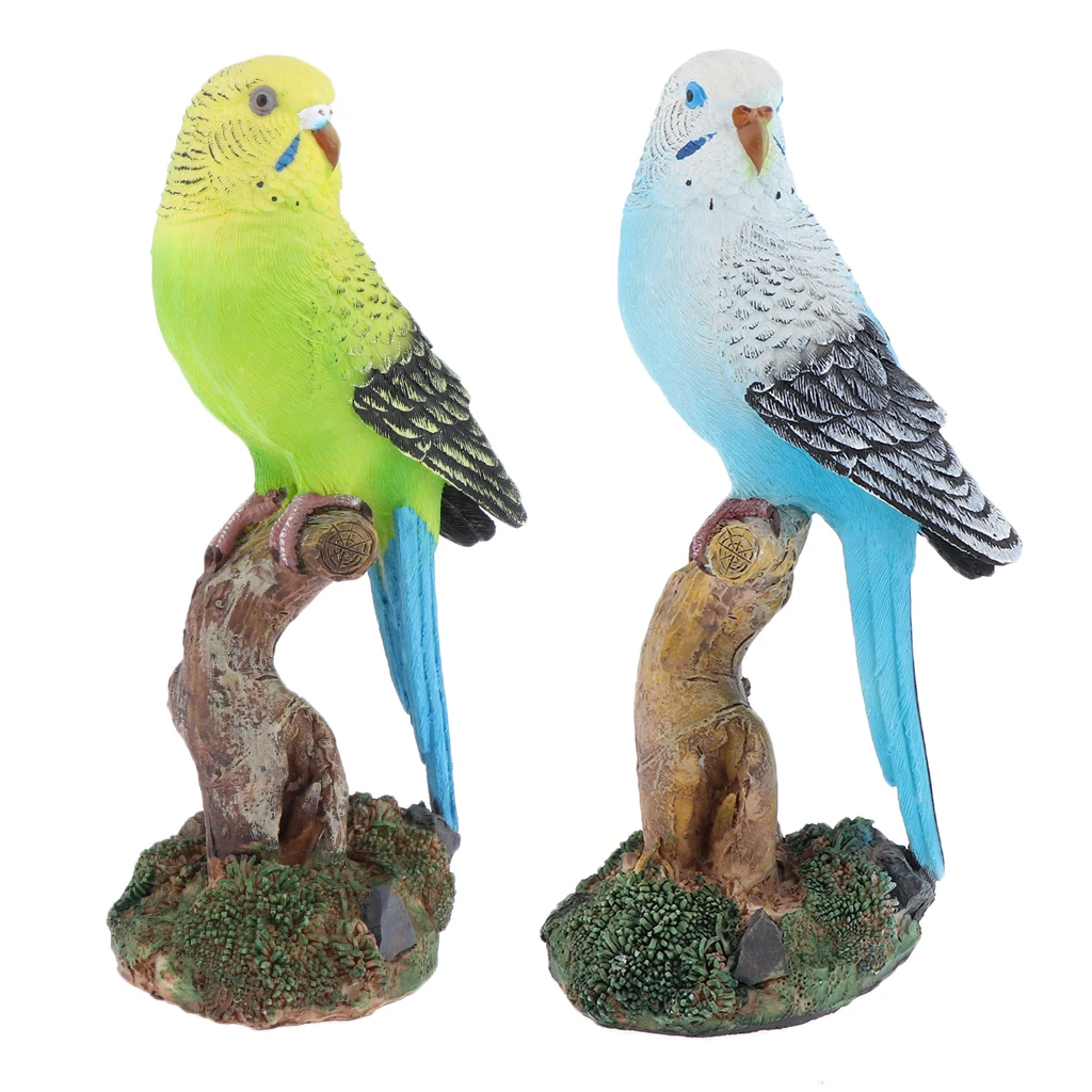 Cute Simulation Parrot Figurines Miniatures Lovely Birds Fairy Garden Home Garden Lawn Resin Crafts Decorations