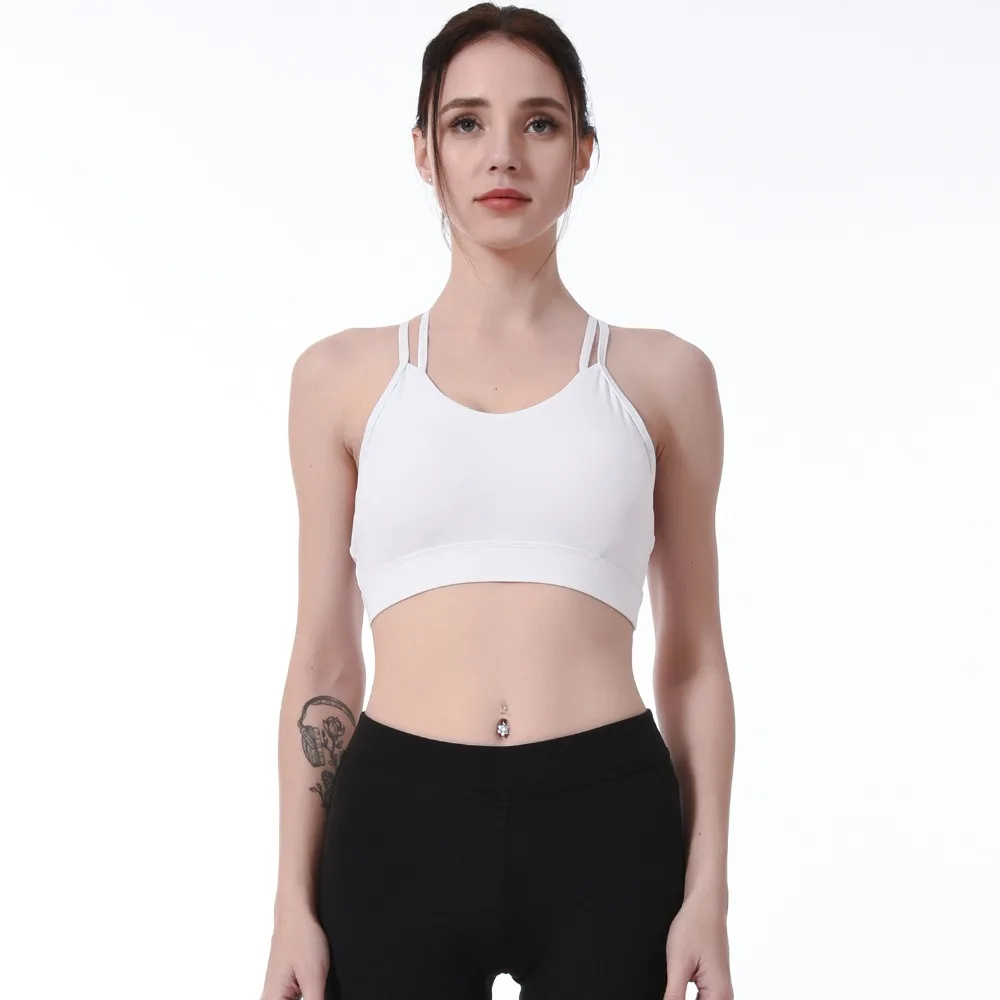 Women Sports Bras Shockproof Removable Padded Cross Bandage Yoga Bra Breathable Gym Tops Running Underwear Fitness Athletic Vest
